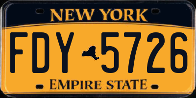 NY license plate FDY5726