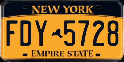 NY license plate FDY5728