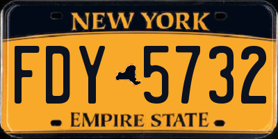NY license plate FDY5732