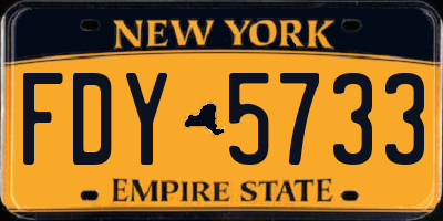 NY license plate FDY5733