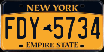 NY license plate FDY5734