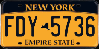NY license plate FDY5736
