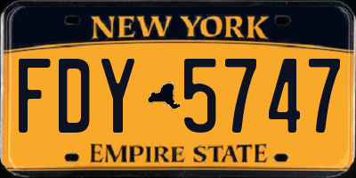 NY license plate FDY5747