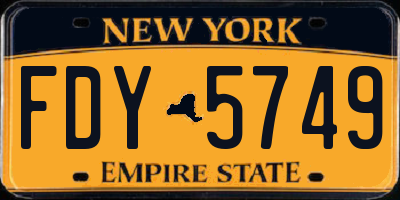 NY license plate FDY5749