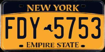 NY license plate FDY5753