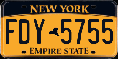 NY license plate FDY5755