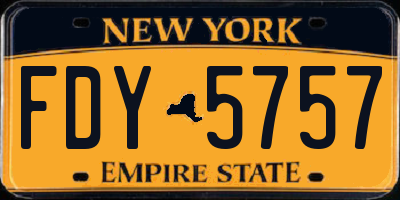 NY license plate FDY5757