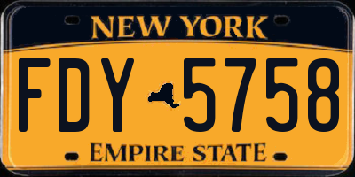 NY license plate FDY5758