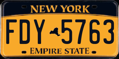 NY license plate FDY5763