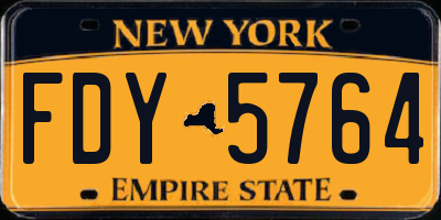NY license plate FDY5764