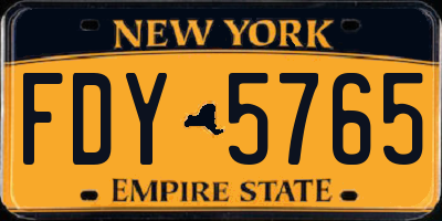 NY license plate FDY5765