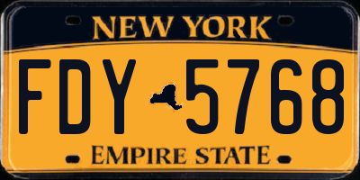 NY license plate FDY5768