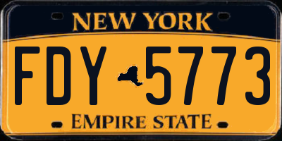 NY license plate FDY5773