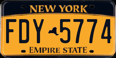 NY license plate FDY5774
