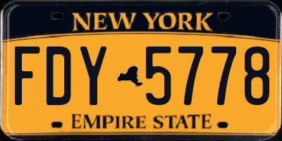 NY license plate FDY5778