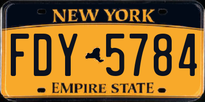 NY license plate FDY5784