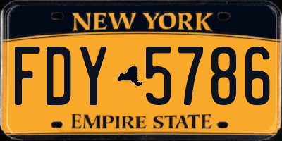 NY license plate FDY5786