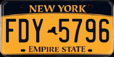 NY license plate FDY5796
