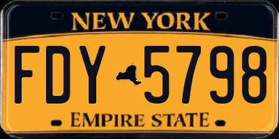 NY license plate FDY5798