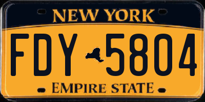 NY license plate FDY5804