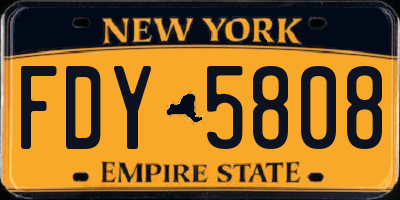 NY license plate FDY5808