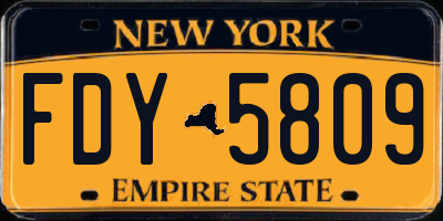 NY license plate FDY5809