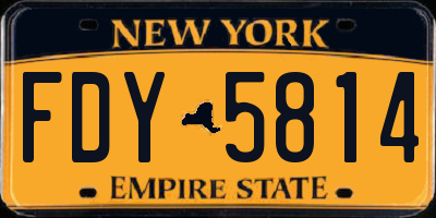 NY license plate FDY5814