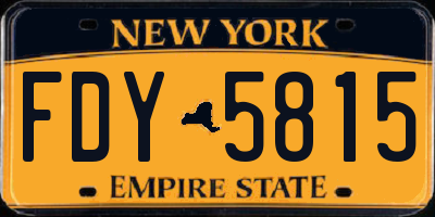 NY license plate FDY5815