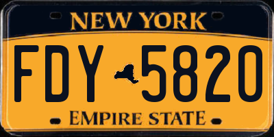 NY license plate FDY5820