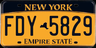 NY license plate FDY5829