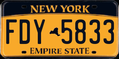 NY license plate FDY5833