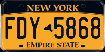 NY license plate FDY5868