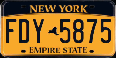 NY license plate FDY5875
