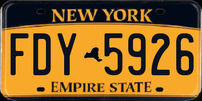 NY license plate FDY5926