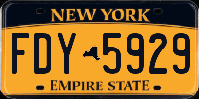 NY license plate FDY5929