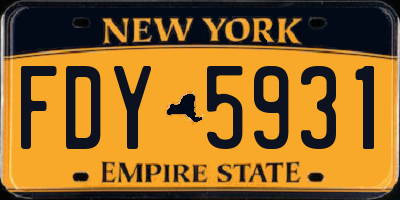 NY license plate FDY5931