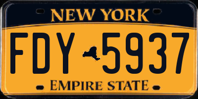 NY license plate FDY5937