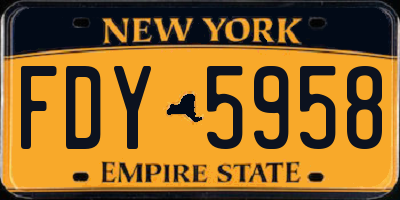 NY license plate FDY5958