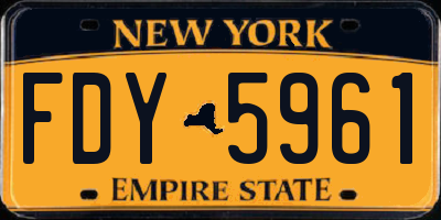 NY license plate FDY5961