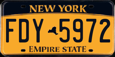 NY license plate FDY5972