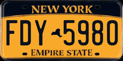 NY license plate FDY5980