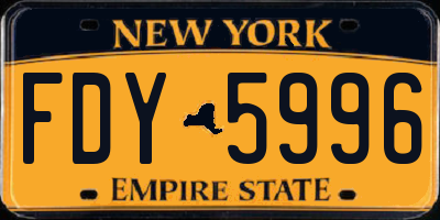 NY license plate FDY5996