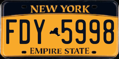 NY license plate FDY5998