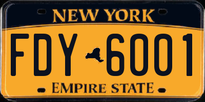 NY license plate FDY6001