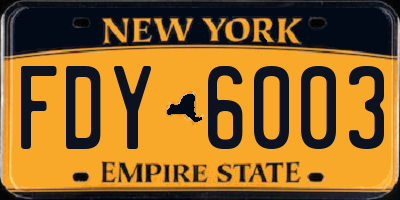 NY license plate FDY6003