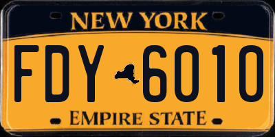 NY license plate FDY6010