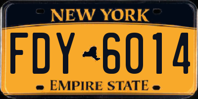 NY license plate FDY6014