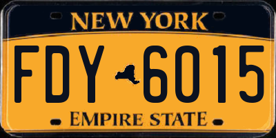 NY license plate FDY6015
