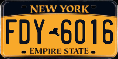 NY license plate FDY6016
