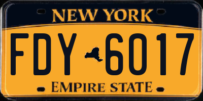 NY license plate FDY6017